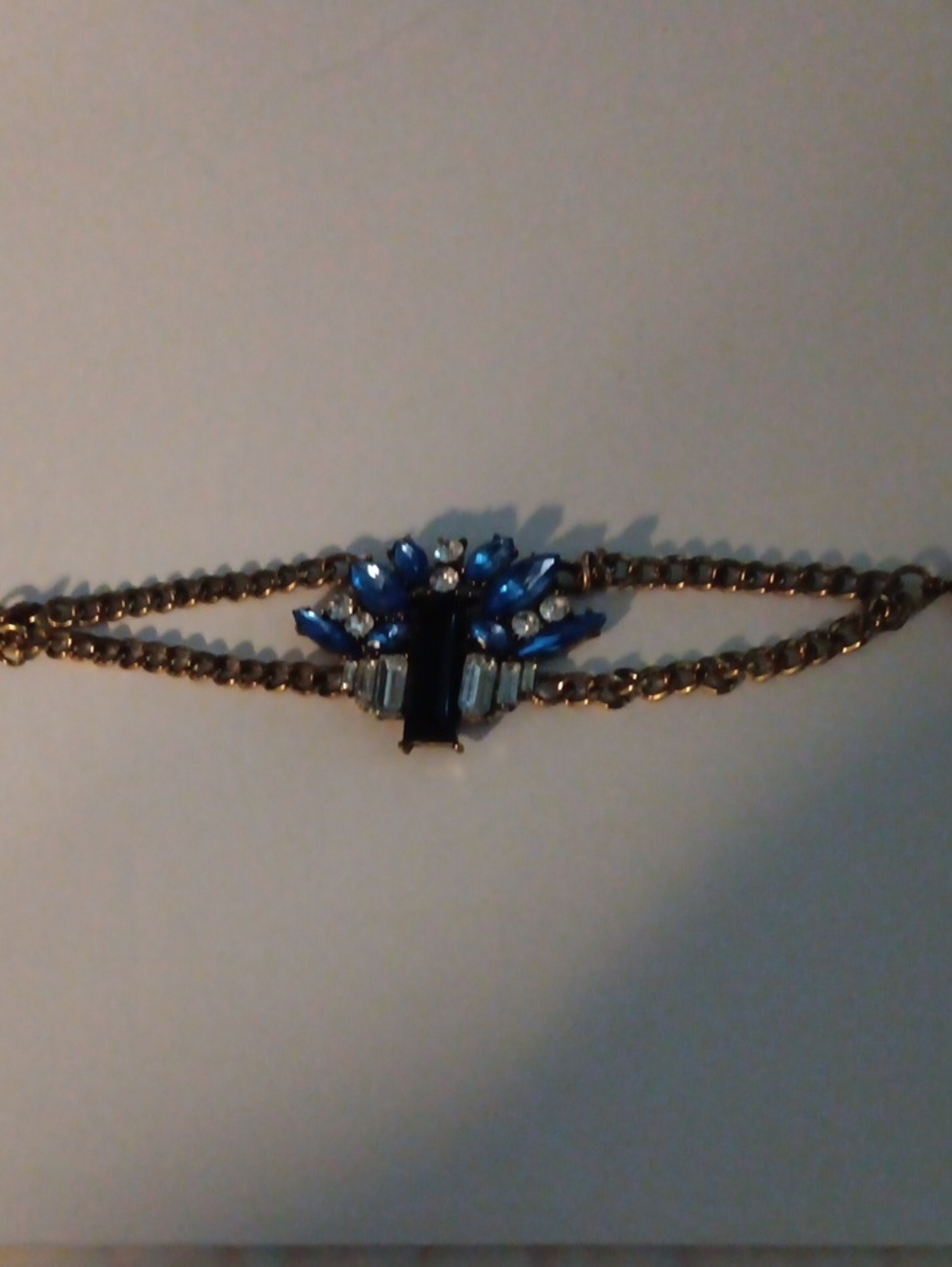 J. Crew Gold-Tone Bracelet with Blue Crystal Cluster